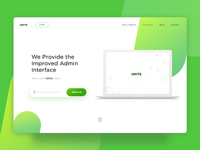 Unite Plugin buttons colors green macbook minimal mockup shapes ui ux website