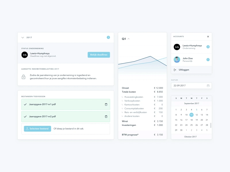 KeesdeBoekhouder – Dashboard Components animation card cards components dashboard design elements interface minimal ui ui elements ux