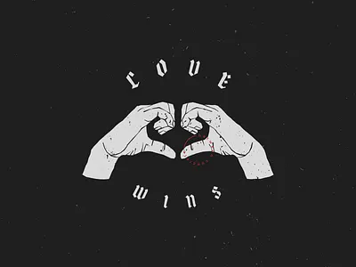 Love Wins badge black black and white design grunge heart logo love love wins red typo