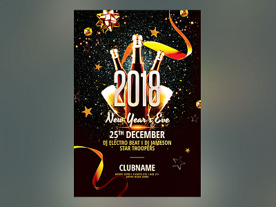 New Year Flyer celebrate celebration design event flyer golden graphic new year nye photoshop poster psd