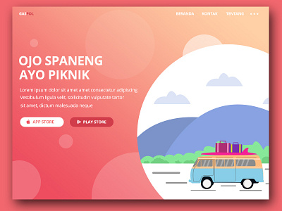 Travel Landing Page caravan holiday landingpage mountain pink responsive travel