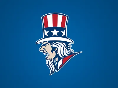 Uncle Sam Logo america goatee logo red white and blue scream stars top hat uncle sam