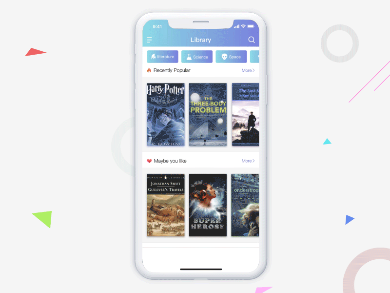 Read app animation app book gif library mobile read ui