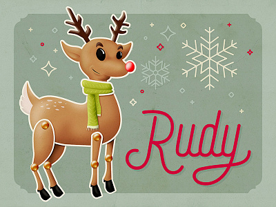 Rudy character christmas design hand lettering holidays illustration lettering reindeer