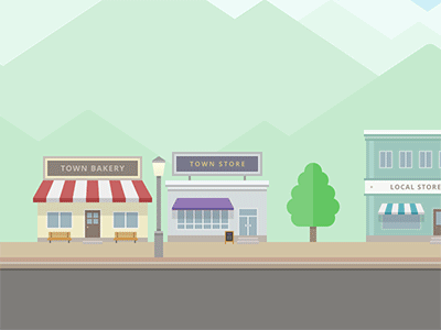 Town & Village Illustration city gif house illustration store street town vector village