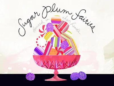 Candy Bowl candy confectionery depression glass food illustration hand lettering peppermint sugar plum