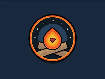 Passionate - Core Values Badge badge camp fire core value fire flat design icon illustration illustrator passionate vector