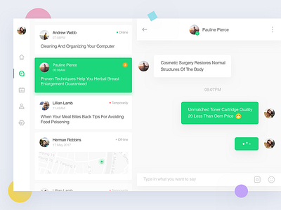 Chat dashboard app chat dashboard green ui ux