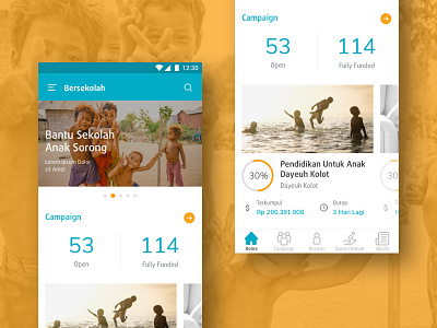 Bersekolah android clean crowdfunding flat mobile scholarship ui ux wip