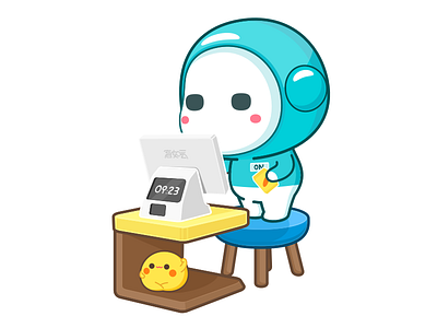 cashier cartoon cashier cute illustration mascot pos sketch yolk