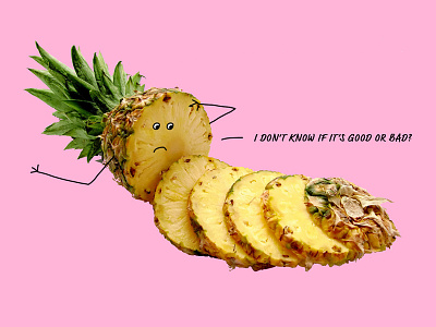 Editorial graphic: dealing with clients 03 blog graphic characters cute. editorial fruit funny pineapple puns stick art stick figures