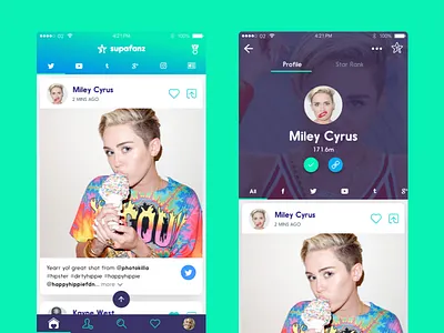 Social Superstar Feed & Profile aggregator app blue feed gradient green ios mobile music photo social