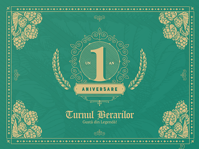 Anniversary Postcard 1year anniversary barley brewery hop logo postcard