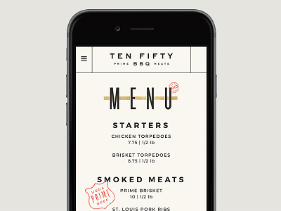 Ten 50 BBQ Mobile Menu design development interactive mobile typography ui ux uxui web design