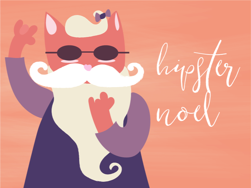 Example of A hipster cat disguised as Santa Claus