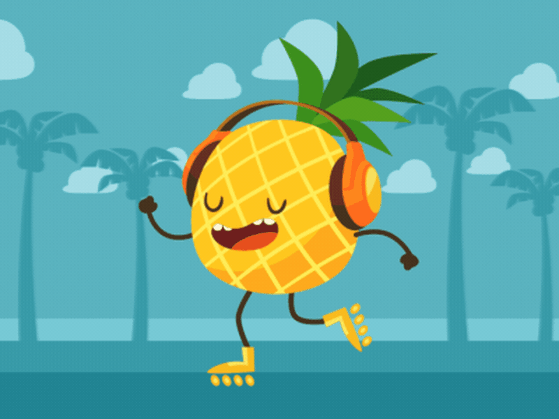 Skater Pineapple animation character motion graphics