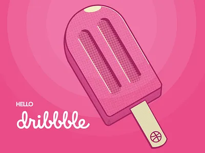 Hello Dribbble! halftone illustration
