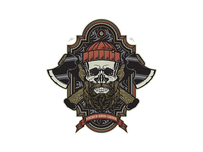 Strength • Honor • Courage axe axes banner beard crest illustration lumber jack lumberjack skull texture