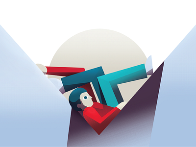 Stuck editorial geometric illustration person