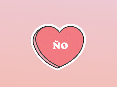 Nope! candy gradient heart icon illustration no nope spanish valentines ño