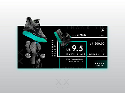 #017 E-mail Receipt dailyui design e mail jordan kaws nike receipt shop shopping sneaker ui ux