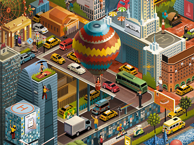 Yandex Taxi andrew lebedinsky building car city color isometry moscow people taxi