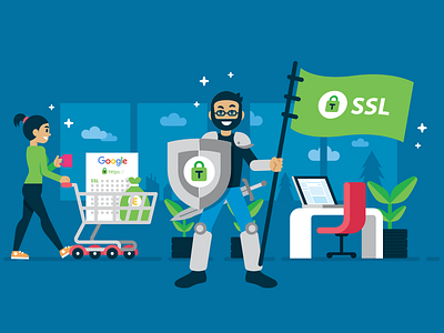 tussendoor.nl - Illustration 13 google illustration knight landing page mascot office plugin security shield ssl ui illustration wp wordpress