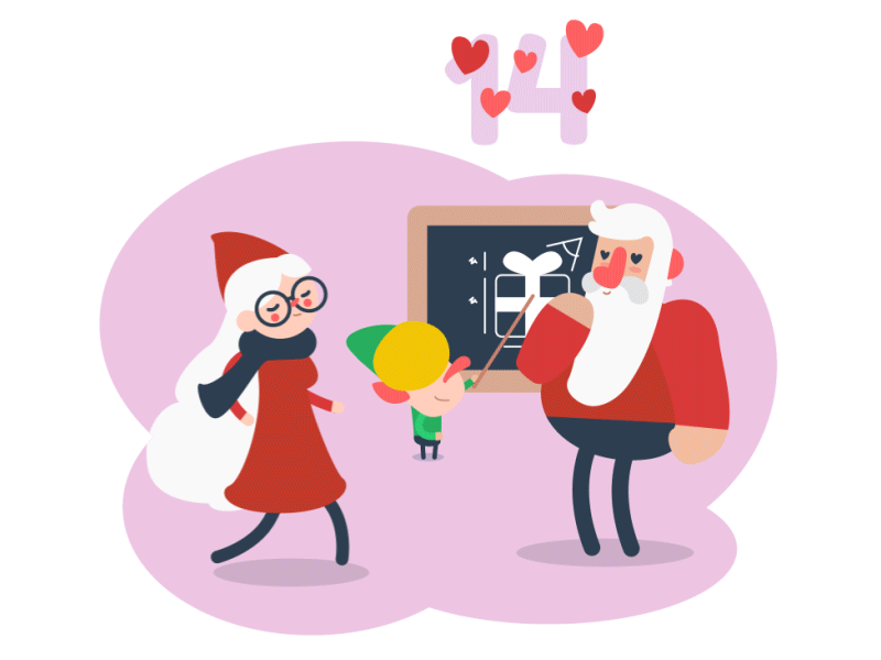 Day 14 - Advent Calendar 🎄 advent calendar animation duik illustration joystick n sliders loop love motion graphics rig rubberhose santa