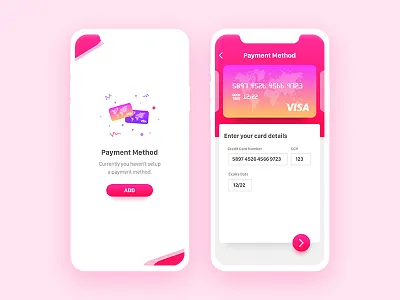 Wallet App android app card credit design ios pink purple ui ux visa wallet