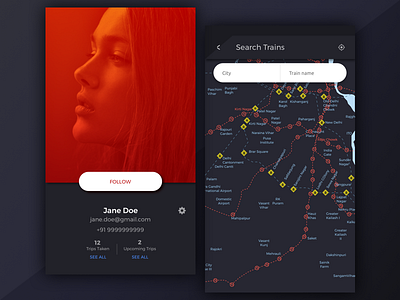 Circular Train Journey app black booking concept design journey orange profile solution train train map travel