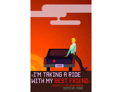 Illustration for "Never let me down again" Depeche Mode blood car depeche mode illlustration kill man murder music song sunset vector vector illustration