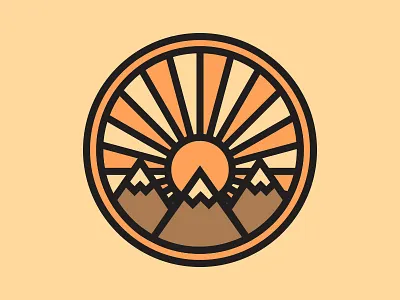 Thick Line Mountain badge lines mountain patch rays sky sun thick