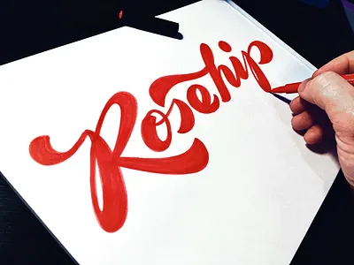 Rosehip calligraphy custom flow food handwritten lettering logo script type urban