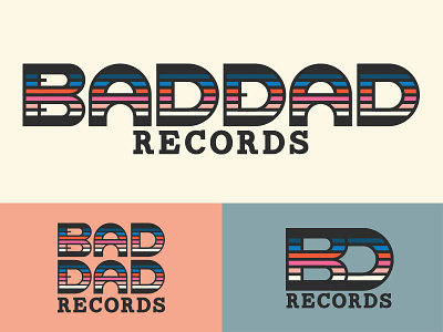 Bad Dad Records Branding 80s colorful custom letterforms logo record label records typography vintage