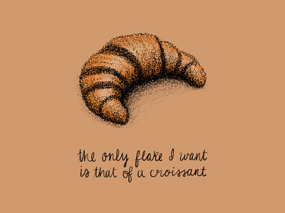 Croissant croissant cursive flake flaky illustration pastry stipple