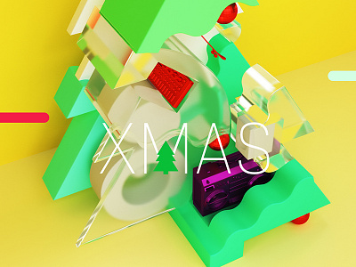 Xmas christmas green render tree vray xmas animation yellow