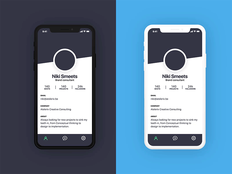 DailyUI #006 animation app challenge dailyui dailyui006 iphonex microinteraction mobile profile ui users ux