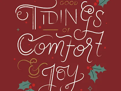 Tidings of Comfort & Joy Christmas Card Design christmas christmas card greenery greeting card hand lettering holiday holly ivy tidings of comfort and joy typography