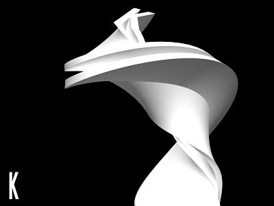 3D Alphabet - K 3d abstract alphabet bw k side project typography