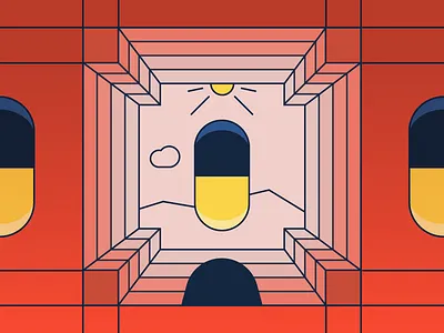 Epidemic graphic design illustration lines opioids pills red