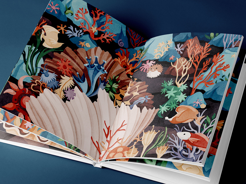 Poetry Story: Pearl Sea artwork digital art drawing fish illustraton nature ocean sea underwater water