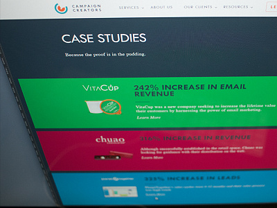 Case Studies brand campaign cards case studies clients colors grid layout ui ux web design website