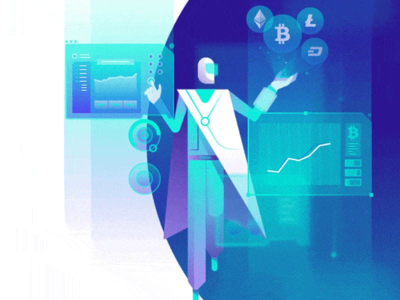 Crypto Currency Protduct Hero Animation animation cryptocurrency futuristic gif graph illustration loop motion sci fi
