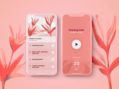 PureMind | Sounds app feeling illustrations ios iphonex meditation music sound ui ux
