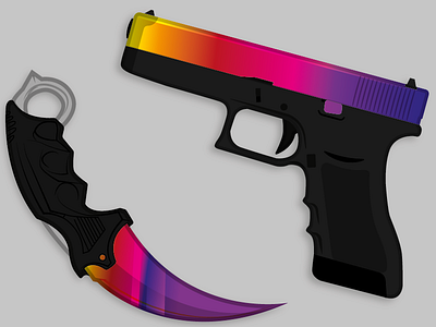 Glock & Karambit draw fade glock gun karambit vector