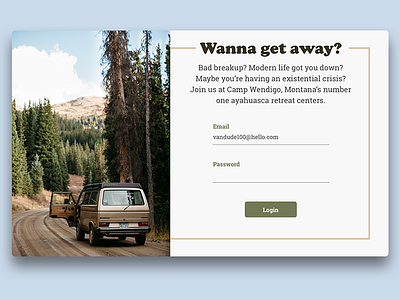 Ayahuasca Retreat Login Screen ayahuasca dailyui001 login uichallenge vans
