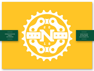 NTN | NMU badge bike chain illustration logo mark patch