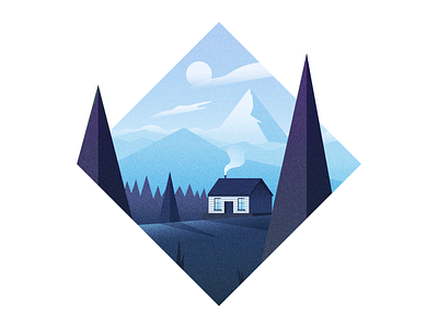 Cozy Cabin cabin cozy illustration mountains nature trees vector