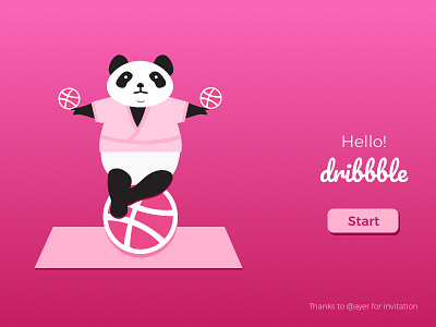 Hello Dribbble, here I am. ball button first shot hello dribbble panda pink