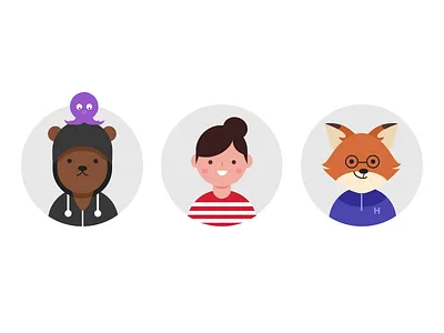 Friends Avatar avatar bear fox friends icon octopus